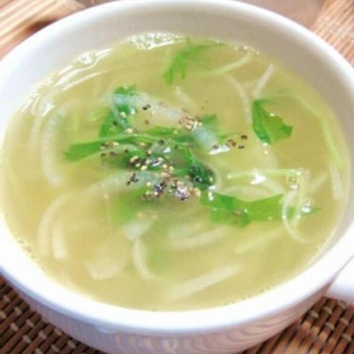 洋風も美味し♪水菜スープ